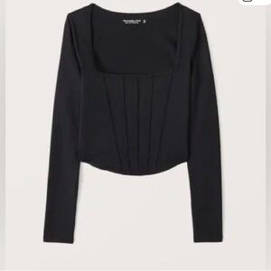 Abercrombie & Fitch Black Long Sleeve Corset Top